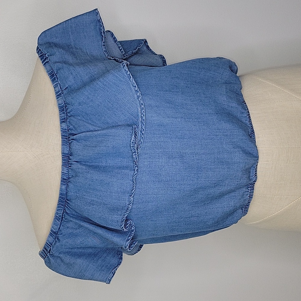 Forever 21 Chambray Off the Shoulder Crop Top SZ L  3/$15